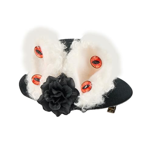 amangul Kleiner Zylinder im Vintage-Stil mit Clip, Hasenohren, weicher Filz für Halloween, Cosplay, Foto-Requisiten und elegantes Outfit-Zubehör von amangul