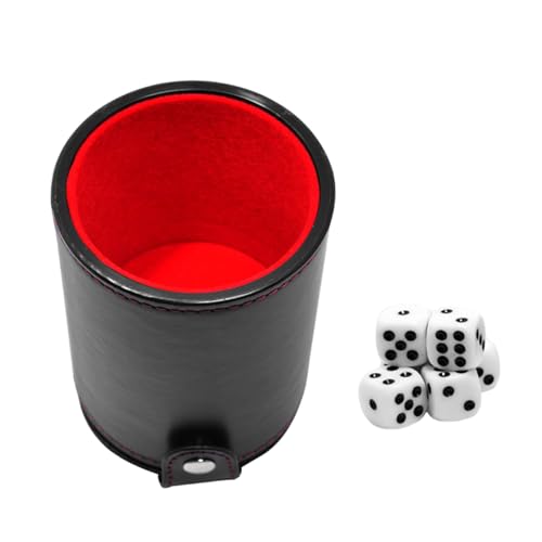 amangul Party Dices Game Accessoires Dices Box PU Leder Dices Cup Container Mit 5 Würfel Für Spiele Spielen Partys Bevorzugt Spielzeug von amangul