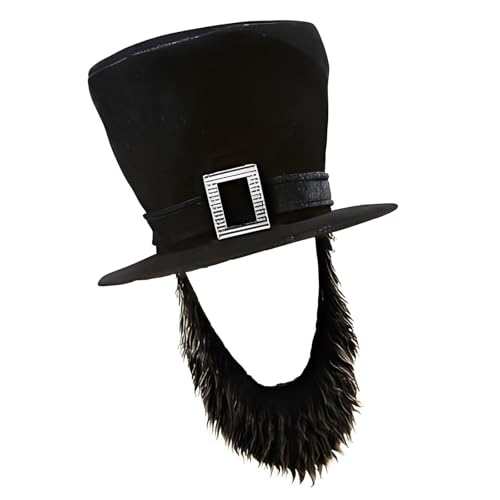 amangul Piratenhut mit angenähtem Bart, weiches Kostümzubehör für Halloween-Party, Erwachsenengröße, 54–58 cm Kopfumfang (schwarz) von amangul