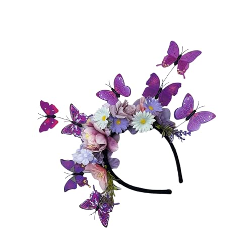 amangul Verstellbarer Schmetterlings-Blumen-Haarreif für ethnische Partys, Teepartys, Halloween-Kostüme, besondere Anlässe (Farbe 4) von amangul
