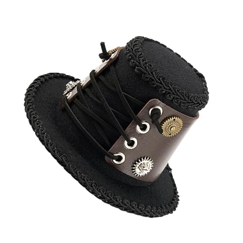 amangul Viktorianischer Punk-Hut mit industrieller Ausrüstung, handgefertigt, Fantasy-Cosplays für Halloween-Party, Kostümzubehör (Kaffee) von amangul
