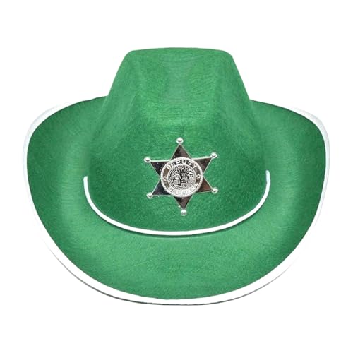 amangul Western-Party-Hut mit Sternen-Design, schwarz, grün, verstellbare Passform, Stoff für Themenpartys im Freien (grün) von amangul