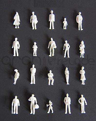 100x Modell Figuren-Menschen Weiß Unbemalt 1:100 für Modellbau Spur TT von Archifreunde