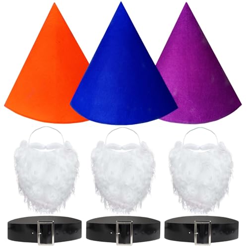 amivoo Wichtel Kostüm Set - Wichtel Hüte Bartgürtel, Zwerg Kostüm Zubehör, Kreide Hexe Elfe Spitzhüte für Halloween, Orange/Dunkelblau/Violett, Eine Größe passt meistens amivoo Wichtel Kostüm Set - Wichtel Hüte Bartgürtel, Zwerg Kostüm Zubehör, Kreide Hexe Elfe Spitzhüte für Halloween, Orange/Dunkelblau/Violett, Eine Größe passt meistens von amivoo