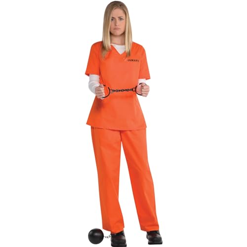 (PKT) (845522-55) Adult Ladies Orange Inmate Costume (UK 12-14) von amscan