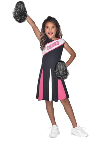 (PKT) (9910519) Child Girls Black/ Pink Cheerleader Costume (12-14yr) von amscan