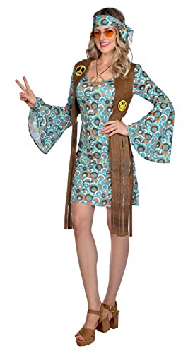 (PKT) (9911001) Adult Ladies Peace Party Hippie Costume (UK 8-10) von amscan