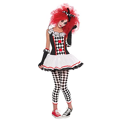 Amscan - Erwachsenenkostüm Harlekin Clown, Kleid, Haarband, Handschuhe, Strumpfhose, Halloween, Mottoparty, Karneval von amscan