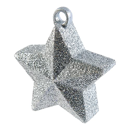 Amscan 117800-18 – Silber Stern Ballon Gewicht – 150 g, Silberfarben Glitzernd von amscan