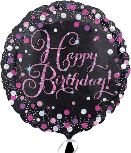 Amscan 3378201 - Standard Folienballon Pink Celebration Happy Birthday, Durchmesser circa 43 cm, Volumen 13 Liter, Heliumballon Amscan 3378201 - Standard Folienballon Pink Celebration Happy Birthday, Durchmesser circa 43 cm, Volumen 13 Liter, Heliumballon von amscan