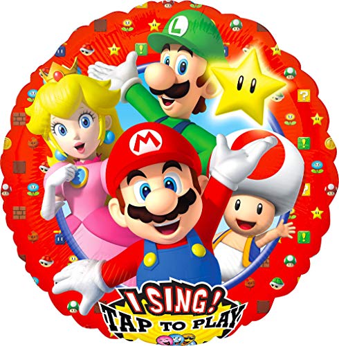 Amscan 3675401 - Sing-A-Tune Folienballon Super Mario Brothers, 71 x 71cm, Luftballon, Heliumballon von amscan