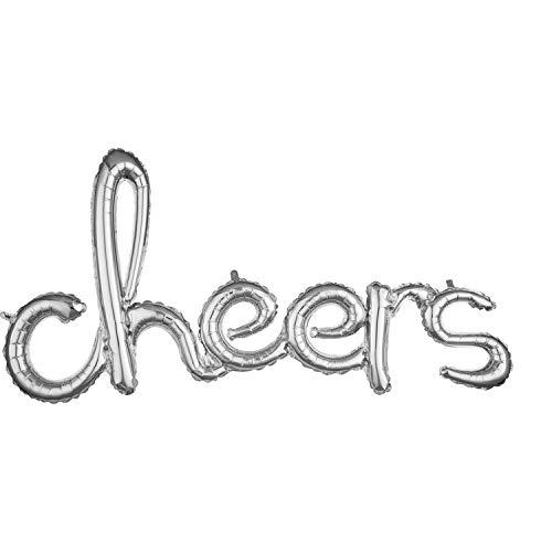 Amscan 3688011 - Script Wort `Cheers` Silber, Luftballon von amscan