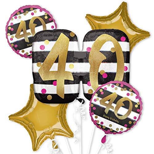 Amscan 3717301 - Bouquet Folienballons Happy Birthday 40, 5 Ballons, Geburtstag, Milestone, Dekoration, Geschenk Amscan 3717301 - Bouquet Folienballons Happy Birthday 40, 5 Ballons, Geburtstag, Milestone, Dekoration, Geschenk von amscan