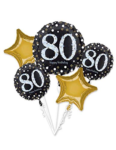 Amscan 3787701 - Jumbo Folienballon Sparkling Birthday 80, holografisch, Geburtstag, Heliumballon von Anagram