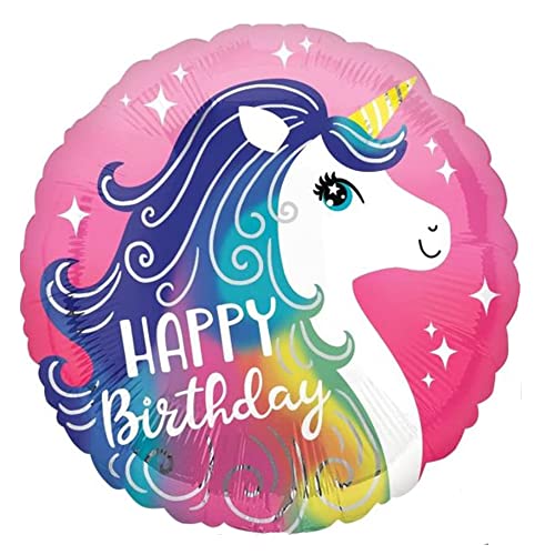 Amscan 3962801 - Standard Folienballon Happy Birthday, Unicorn, Durchmesser circa 43 cm, für Helium & Luft, Geburtstag Amscan 3962801 - Standard Folienballon Happy Birthday, Unicorn, Durchmesser circa 43 cm, für Helium & Luft, Geburtstag von Anagram