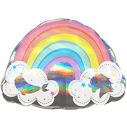 Amscan 3974801 - Super Shape Folienballon Magical Rainbow, circa 71 x 50 cm, für Helium & Luft, Regenbogen, Dekoration von amscan