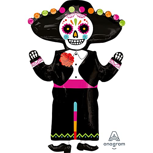 Amscan 3999601 - Folienballon Day of the Dead Skeleton, Skelett, Tag der Toten, Dia de los Muertos, Dekoration, Heliumballon, Party, Halloween Amscan 3999601 - Folienballon Day of the Dead Skeleton, Skelett, Tag der Toten, Dia de los Muertos, Dekoration, Heliumballon, Party, Halloween von amscan