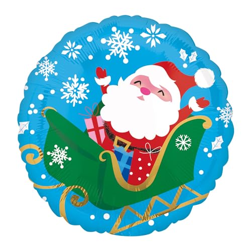 Amscan - Folienballon Standard Frohe Weihnachtsmann im Schlitten S40 Paket, 4010975 von amscan