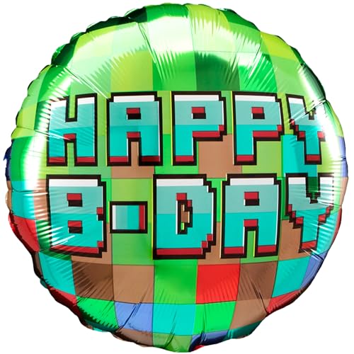 Amscan 4473901 - Pixel Party Gamers Birthday Round Folienballon - 45,7 cm von amscan