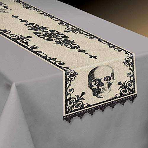 Amscan 570018-55 - Tischdecke Boneyard, aus Textil,Größe 35 x 180 cm, Skull, Totenkopf, Skelett, Halloween, Horror-Party, Mottoparty Amscan 570018-55 - Tischdecke Boneyard, aus Textil,Größe 35 x 180 cm, Skull, Totenkopf, Skelett, Halloween, Horror-Party, Mottoparty von amscan