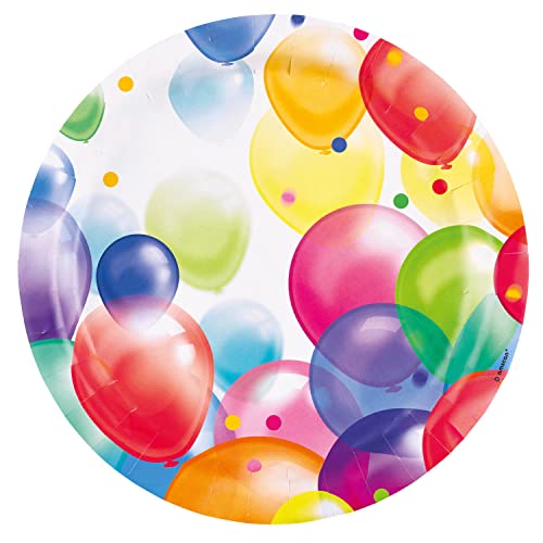 Amscan 9900320-66 - Teller Balloons, 8 Stück, Durchmesser 23 cm, Papier, Luftballon, Pappteller, Party-Teller, Einweggeschirr, Kindergeburtstag von amscan