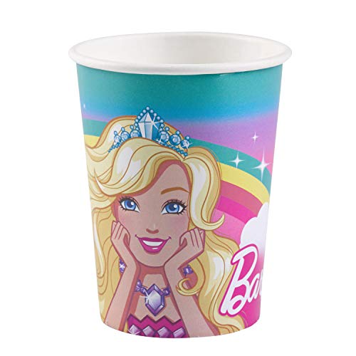 Amscan 9902524 - Becher Barbie Dreamtopia, 8 Stück, 250 ml, Regenbogen, Prinzessin, Pappbecher, Einwegbecher von amscan