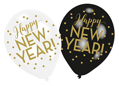 Amscan 9902872 - Latexballons Happy New Year, 6 Stück, Silvester, Luftballon von amscan