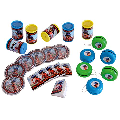 Amscan 9902882 - Partygeschenke-Set Miraculous, 24 Teile, 6 Kaleidoskope, 6 Jo-Jos, 6 Geduldsspiele, 6 Notizbücher, Mitgebsel, Art: Uni von amscan