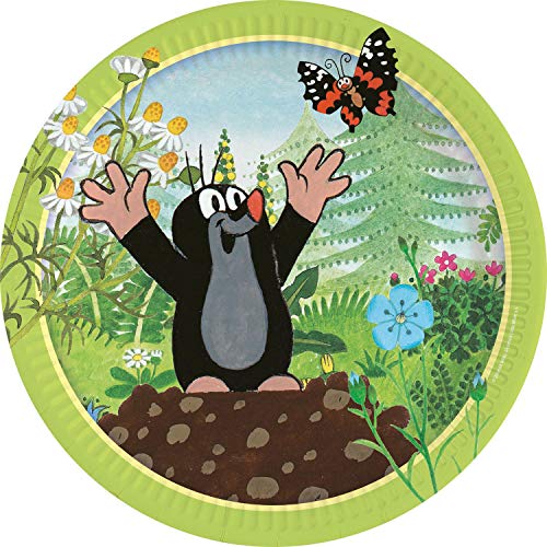 Amscan 9902920 - Teller "Der kleine Maulwurf", 8 Stück, Durchmesser 22,8 cm, Pappteller, Kindergeburtstag von amscan