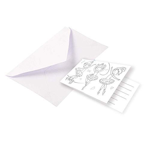 Amscan 9903955 - Einladungskarten Kleine Tänzerin mit Umschlägen, 8 Stück, Größe 8 x 14 cm, Ausmalmotiv, Little Dancer, Einladung, Geburtstag, Kinderparty, Mottoparty, Ballett Amscan 9903955 - Einladungskarten Kleine Tänzerin mit Umschlägen, 8 Stück, Größe 8 x 14 cm, Ausmalmotiv, Little Dancer, Einladung, Geburtstag, Kinderparty, Mottoparty, Ballett von amscan