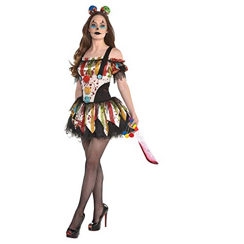 Amscan 9905002 - Kostüm Scary Clown, Kleid mit Petticoat und Haarreif, Horrorclown, Karneval, Mottoparty, Halloween von amscan