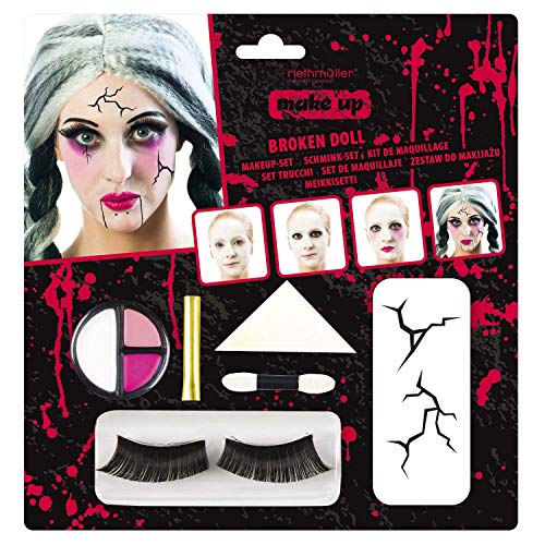 Amscan 9905780 - Halloween Make-Up Set Broken Doll, 8-teilig, Puppe, Schminkset, Schminkfarben, Schminke, Karneval von amscan