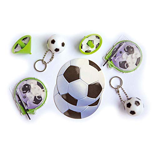 Amscan 9905963 - Partygeschenke-Set Goal Getter Fußball, 24 Teile, 6 Sticker, 6 Geduldsspiele, 6 Schlüsselanhänger, 6 Tischkreisel, Mitgebsel von amscan