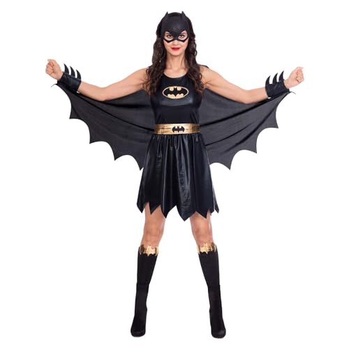 Amscan - Erwachsenenkostüm Batgirl, gezacktes Kleid, Gürtel, Umhang, Arm- und Beinstulpen, Maske, Super Heroes, Motto-Party, Karneval von amscan