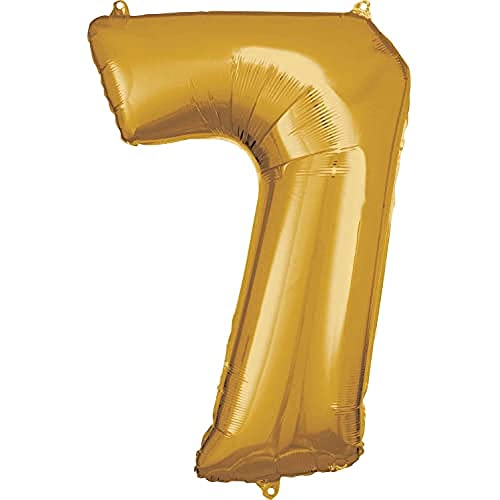 Amscan 9906272 - Riesen Folienballon Zahl 7, Größe 58 x 88 cm, Gold, XXL, Heliumballon, Geburtstag, Jubiläum, Partydekoration von amscan