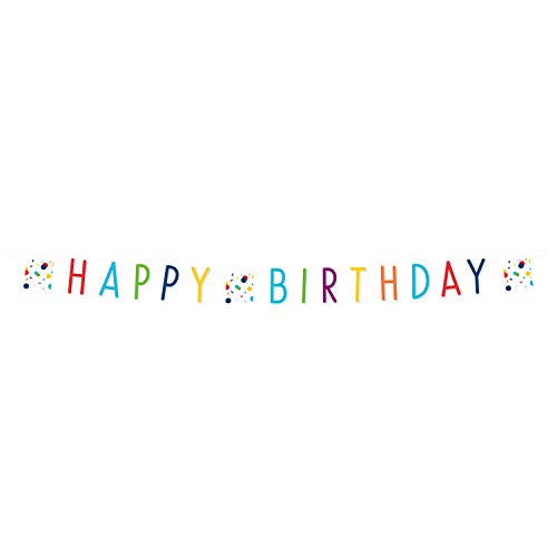 Amscan 9906351 - Partykette Konfetti Birthday, Größe 180 x 13,8 cm, bunte Partygirlande mit dem Schriftzug HAPPY BIRTHDAY, tolle Geburtstagsdekoration für Groß und Klein, Hängedekoration Amscan 9906351 - Partykette Konfetti Birthday, Größe 180 x 13,8 cm, bunte Partygirlande mit dem Schriftzug HAPPY BIRTHDAY, tolle Geburtstagsdekoration für Groß und Klein, Hängedekoration von amscan