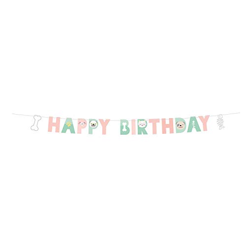 Amscan 9906546 - Partykette Hello Pets, 180 x 15 cm, Papier, Happy Birthday, Geburtstag, Girlande, Hängedekoration von amscan