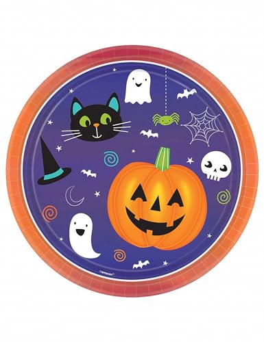 Amscan 9907443 - Teller Halloween Friends, 8 Stück, aus Papier, rund 22,8 cm, Tischdekoration, Partygeschirr, Halloween, Mottoparty Amscan 9907443 - Teller Halloween Friends, 8 Stück, aus Papier, rund 22,8 cm, Tischdekoration, Partygeschirr, Halloween, Mottoparty von amscan