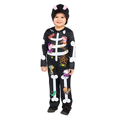 Amscan - Kinderkostüm Peppa Pig Skelett, Overall und Mütze, nachtleuchtend, Mottoparty, Karneval, Halloween von amscan