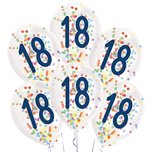 Amscan 9909837 - Latexballons Konfetti, Zahl 18, 6 Stück, circa 27,5 cm, mit Füllung, Zahlenballons, Geburtstag, Dekoration, Geschenk, Volljährigkeit Amscan 9909837 - Latexballons Konfetti, Zahl 18, 6 Stück, circa 27,5 cm, mit Füllung, Zahlenballons, Geburtstag, Dekoration, Geschenk, Volljährigkeit von amscan