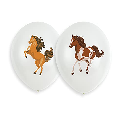 Amscan 9909881 - 6 Latexballons Beautiful Horses, Durchmesser 27,5 cm, Luftballon, Dekoration, Pferde, Kindergeburtstag, Themenparty, Weiß von amscan