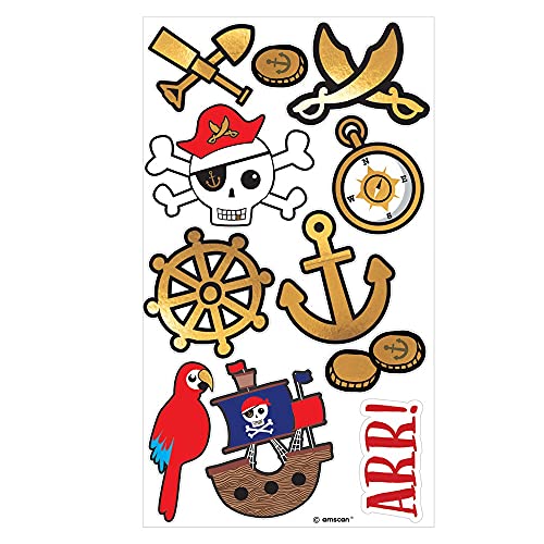 Amscan 9909917 - Tattoo-Set Pirat, 11 Stück, Sticker für die Haut, Geschenk, Give-Away, Kinder-Geburtstag, Motto-Party Amscan 9909917 - Tattoo-Set Pirat, 11 Stück, Sticker für die Haut, Geschenk, Give-Away, Kinder-Geburtstag, Motto-Party von amscan