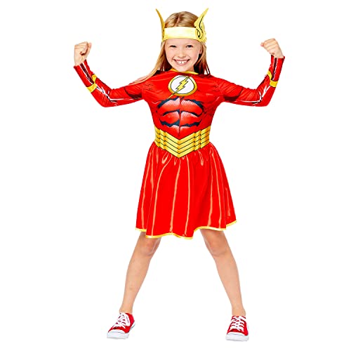 Amscan - Kinderkostüm Flash Girl, Kleid, Kopfbedeckung, 100 % recycelte Materialien, Serie, DC Super Heroes, Motto-Party, Karneval von amscan