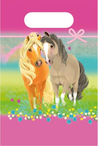 Amscan 9911590 - Papier-Tüten Pretty Pony, 8 Stück, Größe 23,4 x 16,2 cm, Geschenk-Taschen aus Papier, Party-Beutel, Kinder-Geburtstag, Give-Away, Motto-Party von amscan