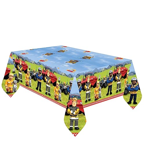 Amscan 9912961 - Tischdecke Feuerwehrmann Sam, 120 x 180 cm, Papier, Kindergeburtstag, Geburtstagsdeko von amscan