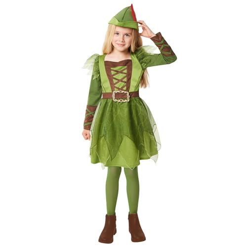 Amscan 9916805 - Girls World Book Day Peter Pan Dress Kids Fancy Dress with Hat Age: 8-10yrs von amscan