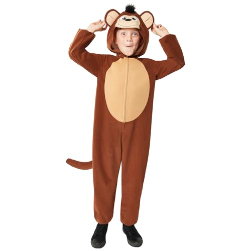 Amscan 9916822 - Unisex World Book Day Monkey Hooded Jumpsuit Kids Fancy Dress Costume Age: 10-12yrs von amscan