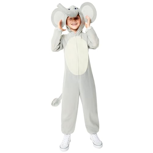 Amscan 9916846 - Unisex World Book Day Elephant Hooded Jumpsuit Kids Fancy Dress Costume Age: 8-10yrs von amscan
