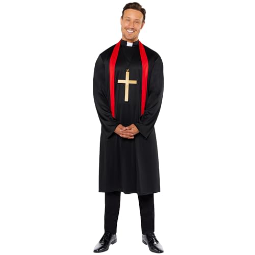 Amscan 9918335 - Men's Vicar Robe & Scarf Adults Fancy Dress Costume Size: Large von amscan