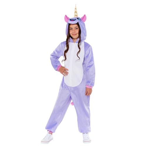 Amscan 9918355 - Girls Purple Unicorn Plush Hooded Onesie Kids Fancy Dress Costume Age: 6-8yrs von amscan